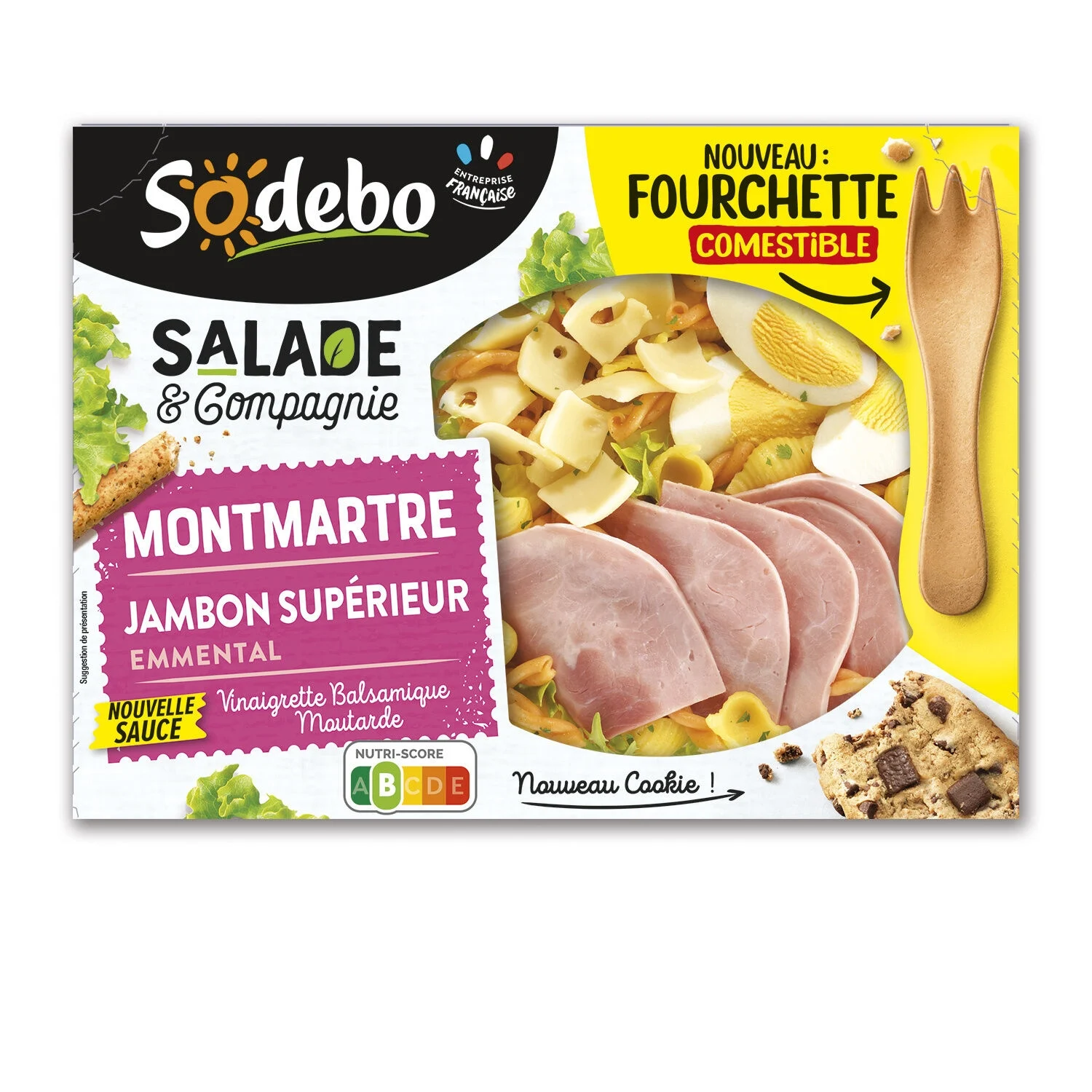 Montmartre salad Pasta Crudités egg Emmental ham 320g - Sodebo
