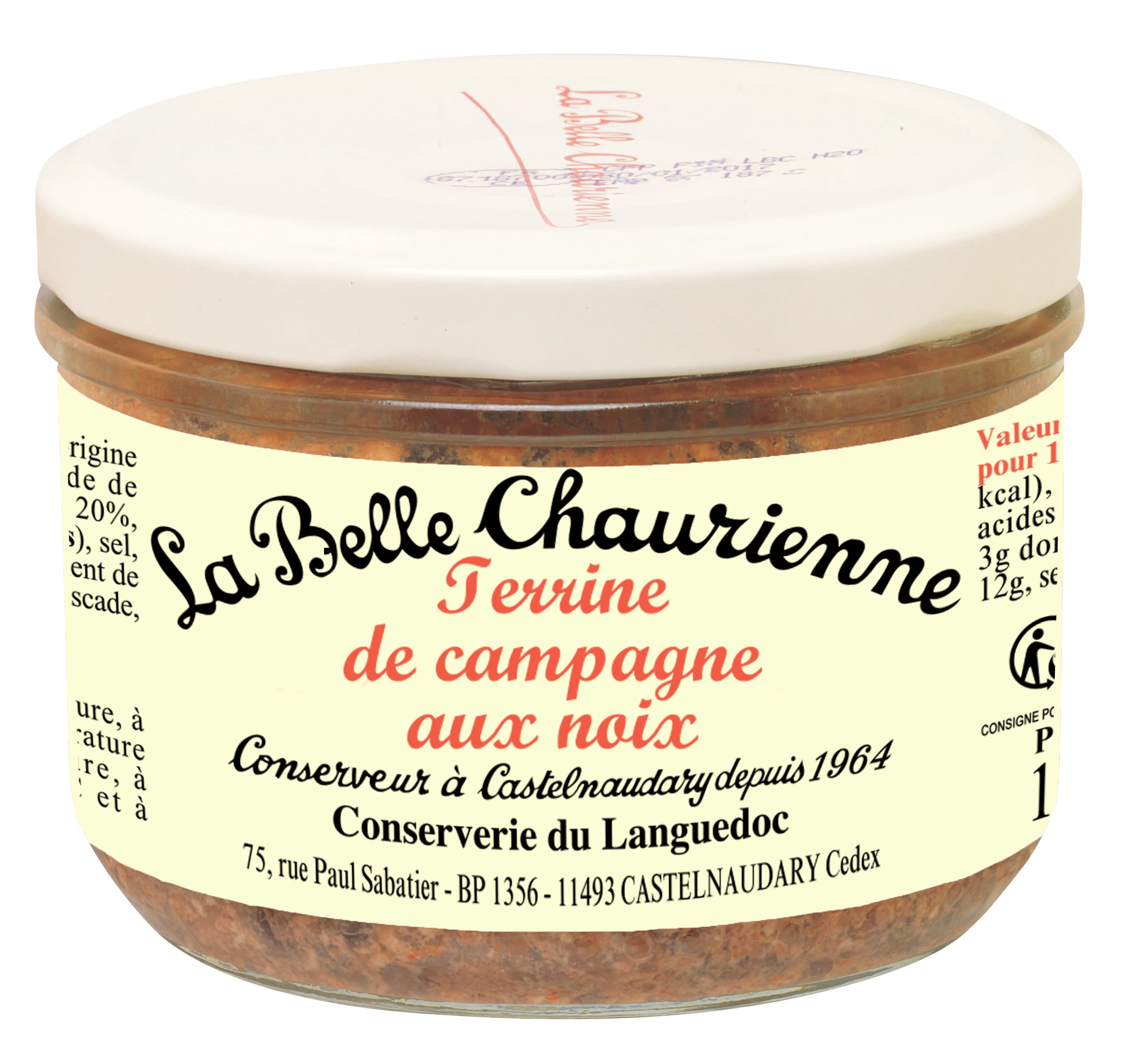 Terrine Campagne Noix  180g - LA BELLE CHAURIENNE