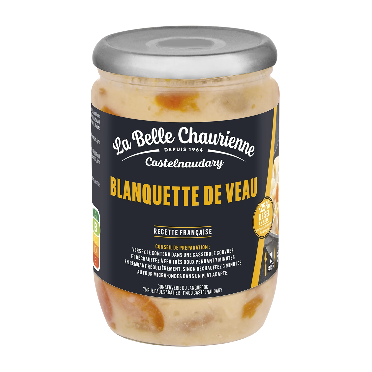 Plat Cuisiné BLanquette de Veau, 585g - La BELLE CHAURIENNE
