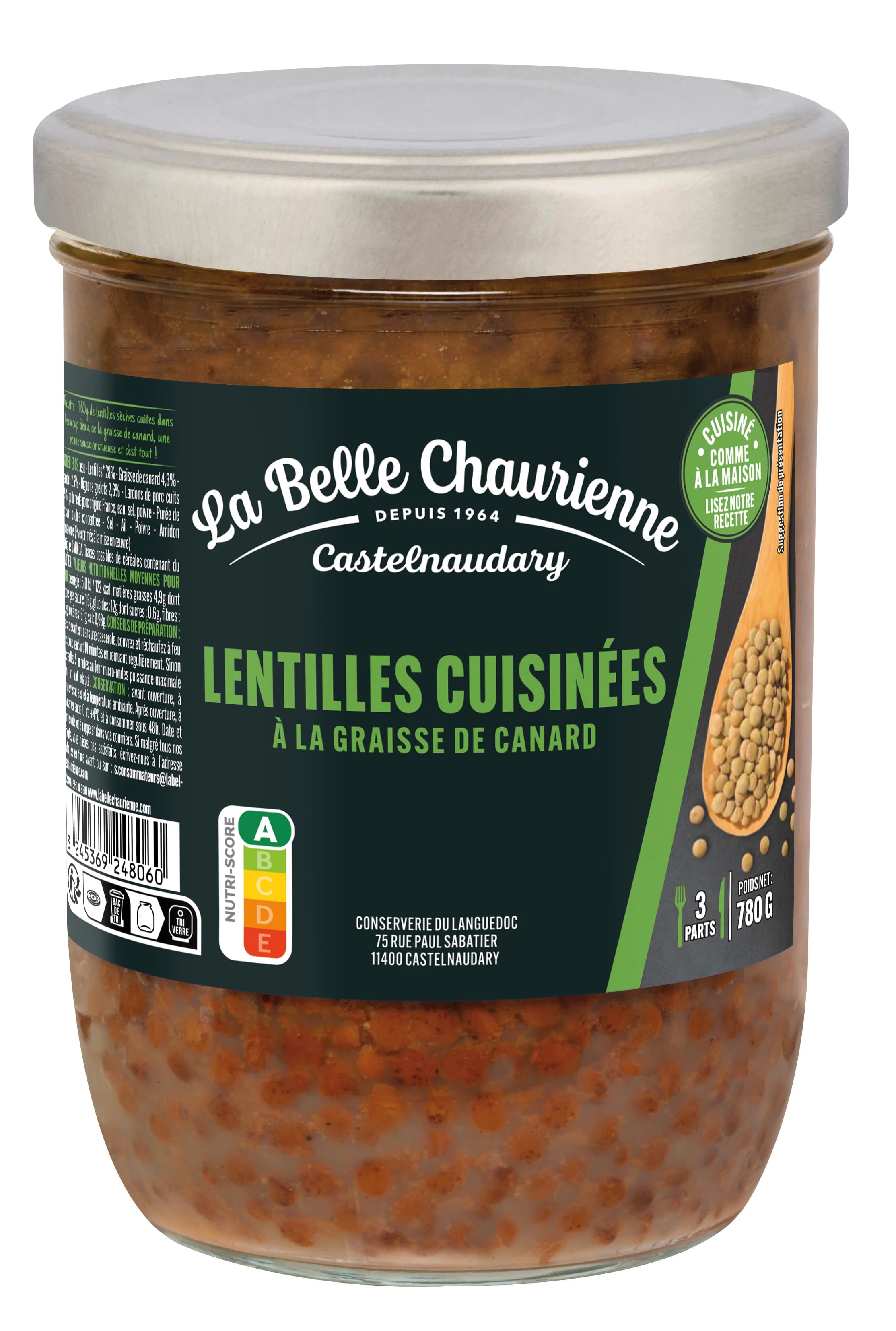 Lentilles Cuisinées 780g - LA BELLE CHAURIENNE