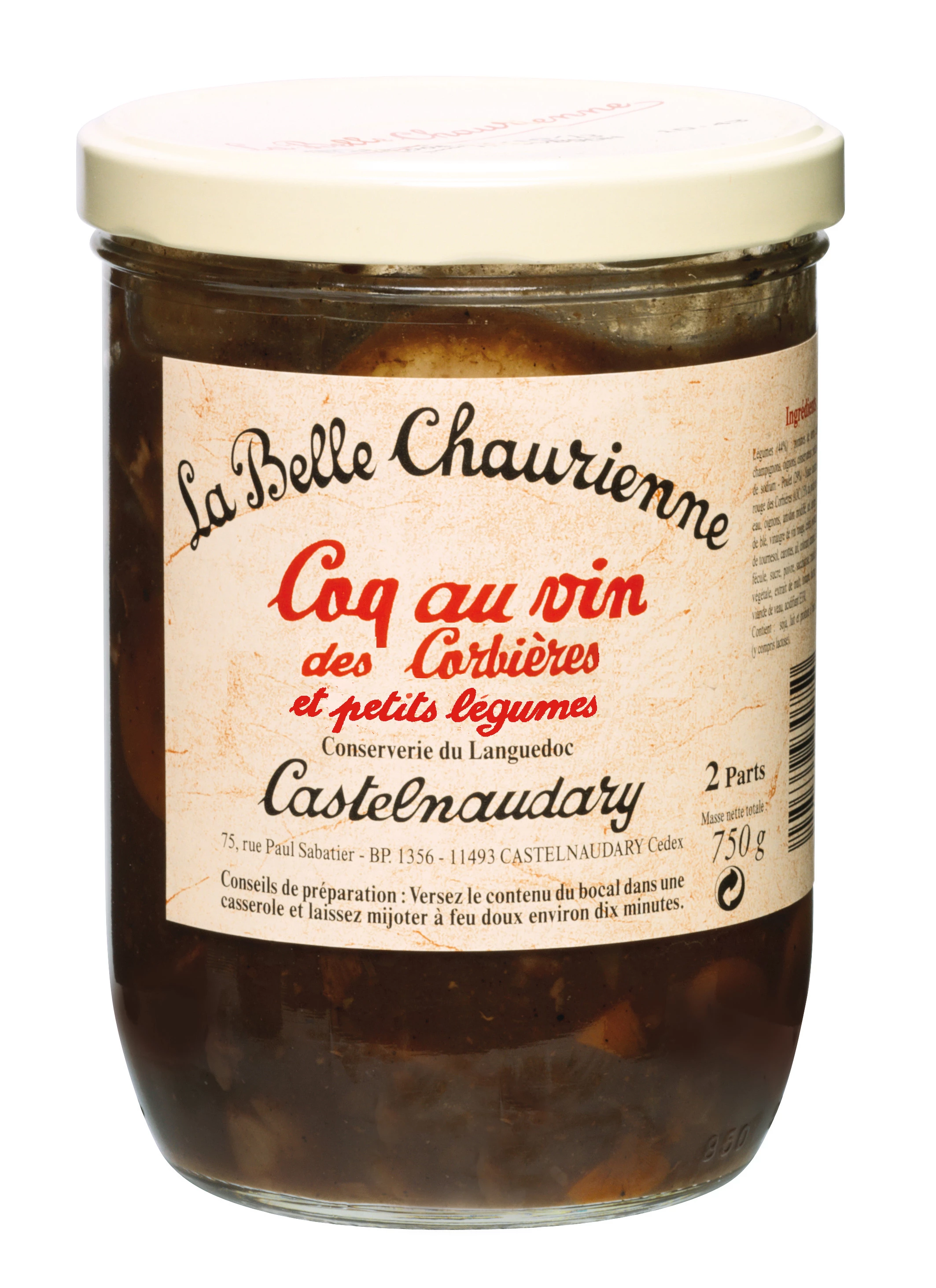 Corbières Coq Au Vin And Small Vegetables 750g - LA BELLE CHAURIENNE