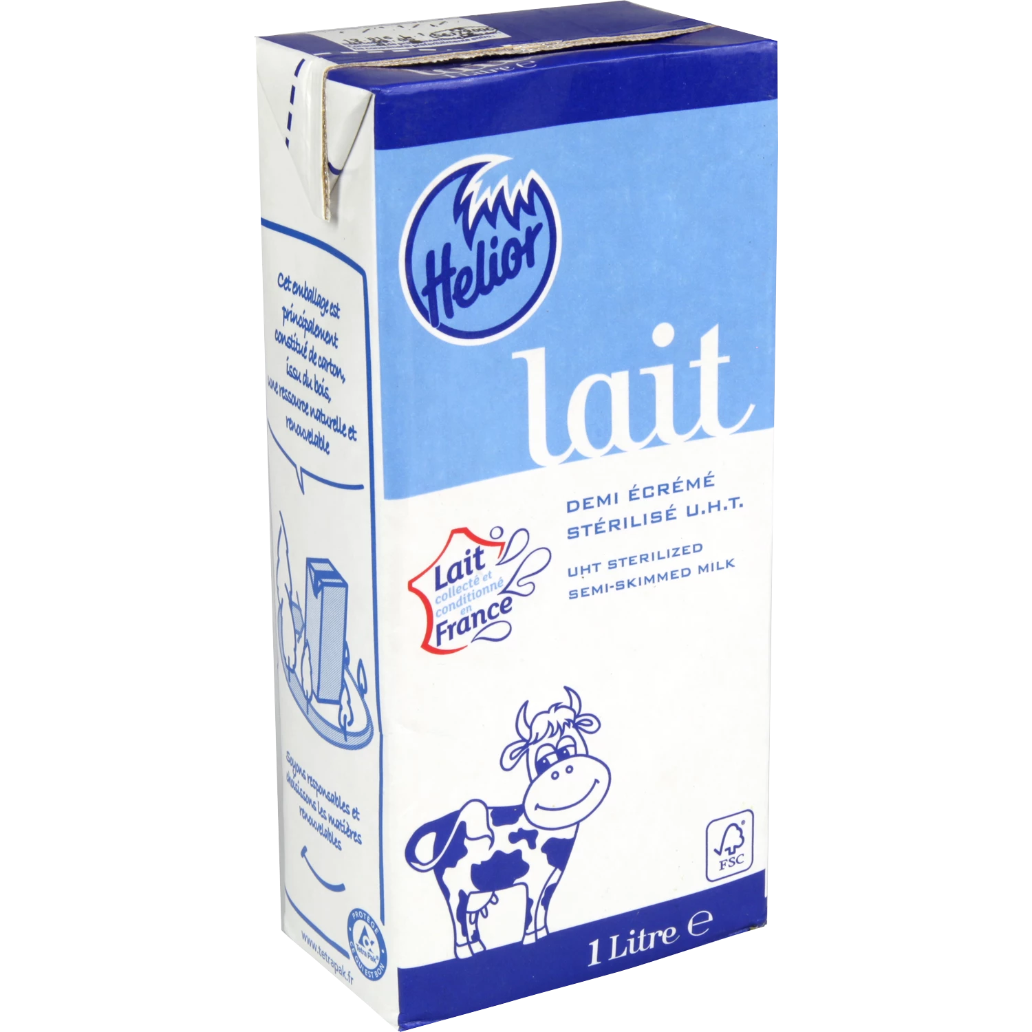 Leche semidesnatada esterilizada UHT, 6x1l - HELIOR