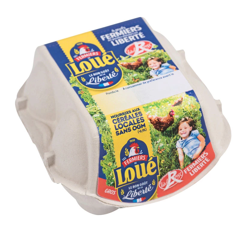 Fat Eggs without GMOs Fermiers Libertés Label Rouge X4 - LES FERMIERS DE LOUÉ