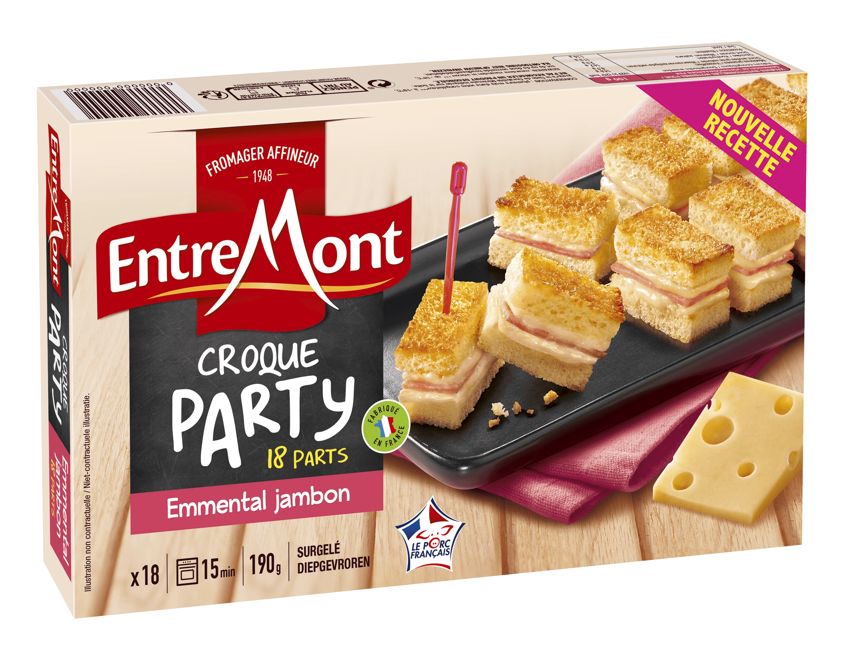 Croque Party Emmental Jambon X18 190g - ENTREMONT