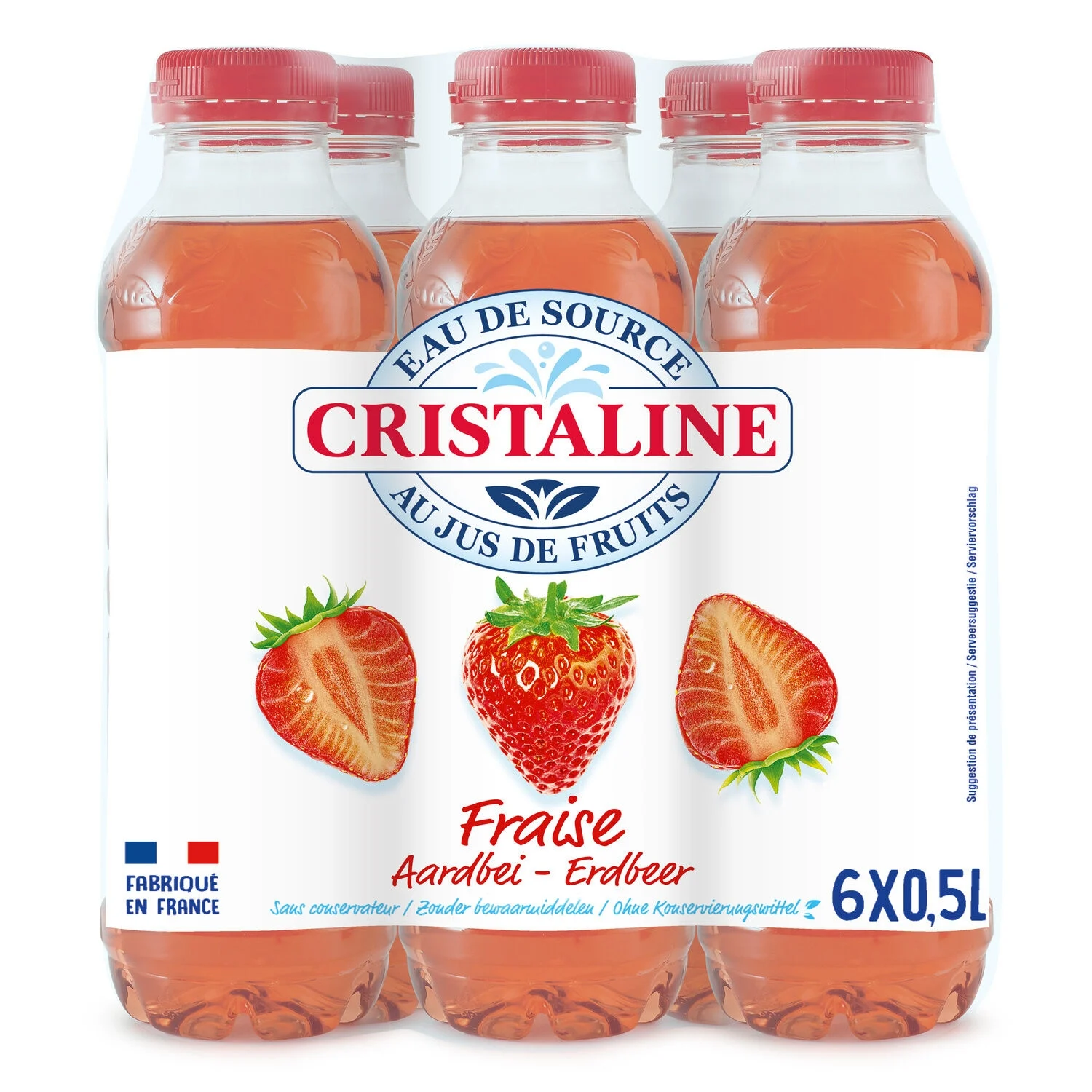 Source water with flavored fruit juice strawberry 6x50cl - Cristaline