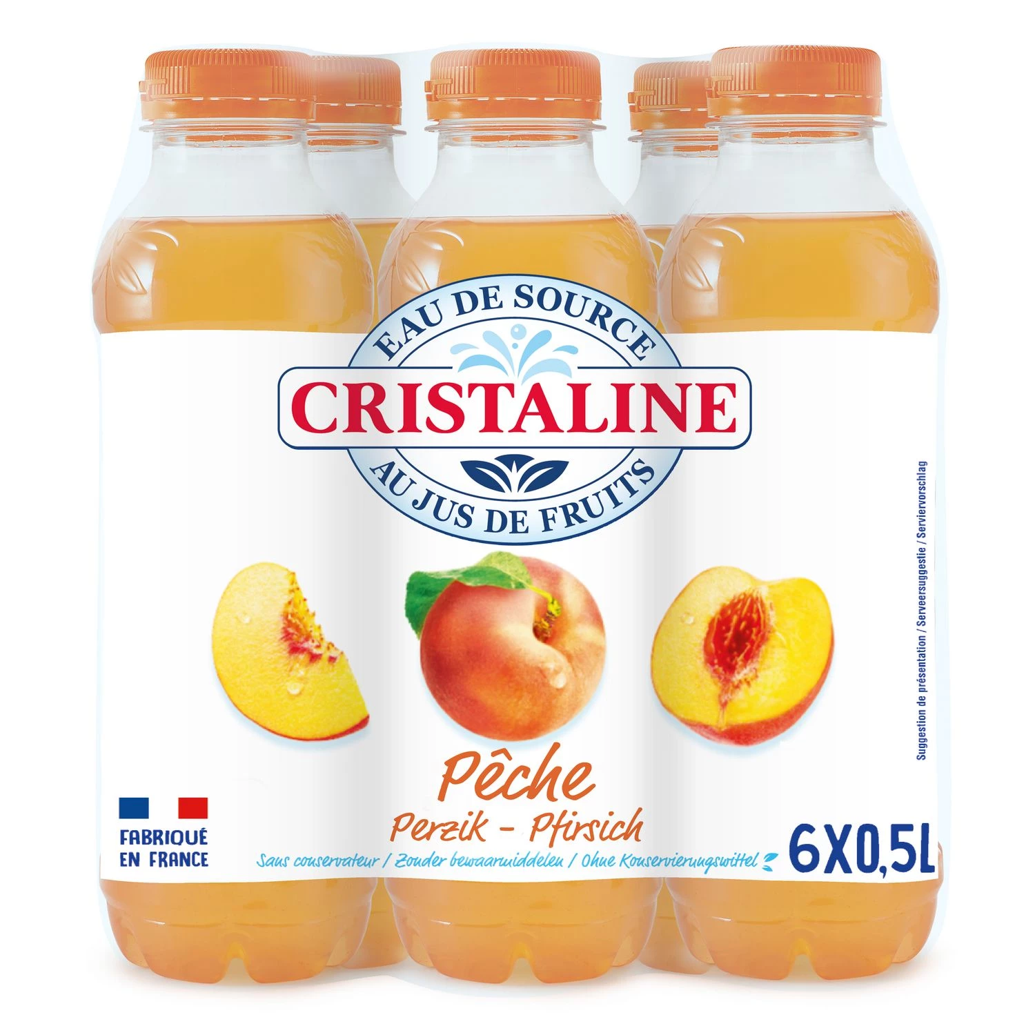 Spring Water With Peach Flavored Fruit Juice 6x50cl - Cristaline