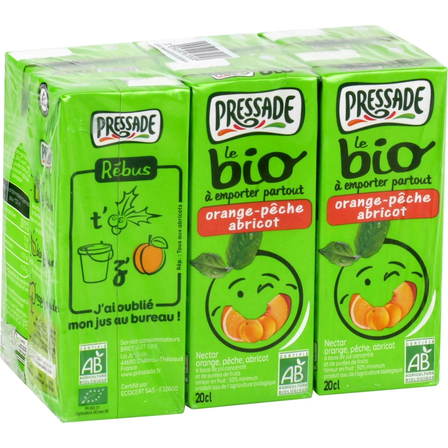 Nectar bio orange, pêche et abricot - PRESSADE