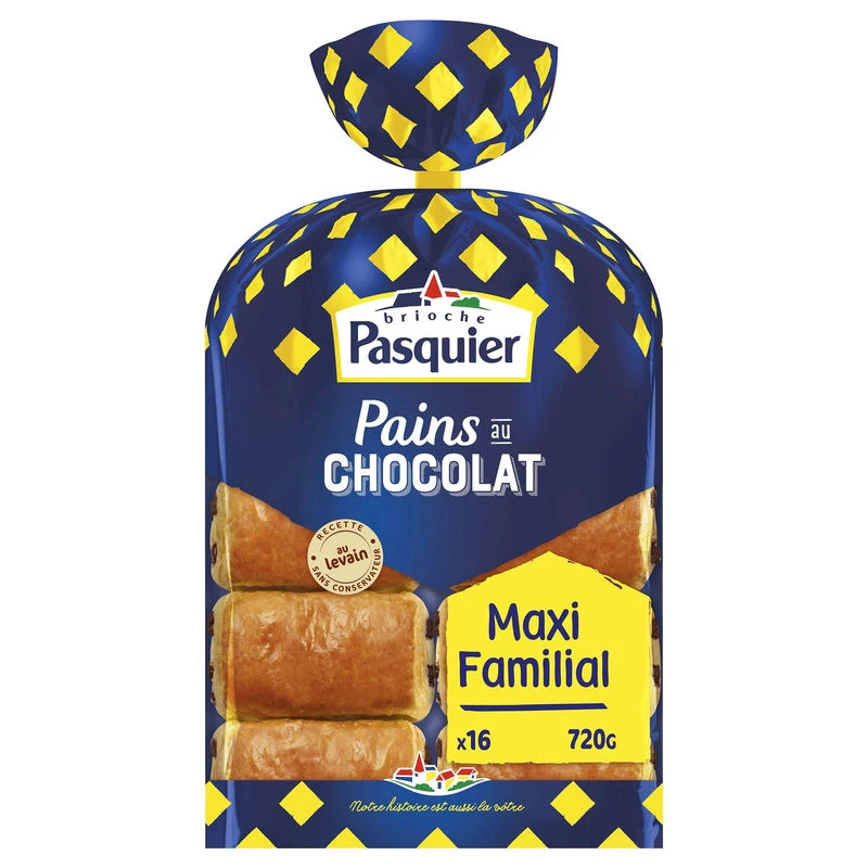 16 Pains au chocolat format Maxi familial 560g - BRIOCHE PASQUIER