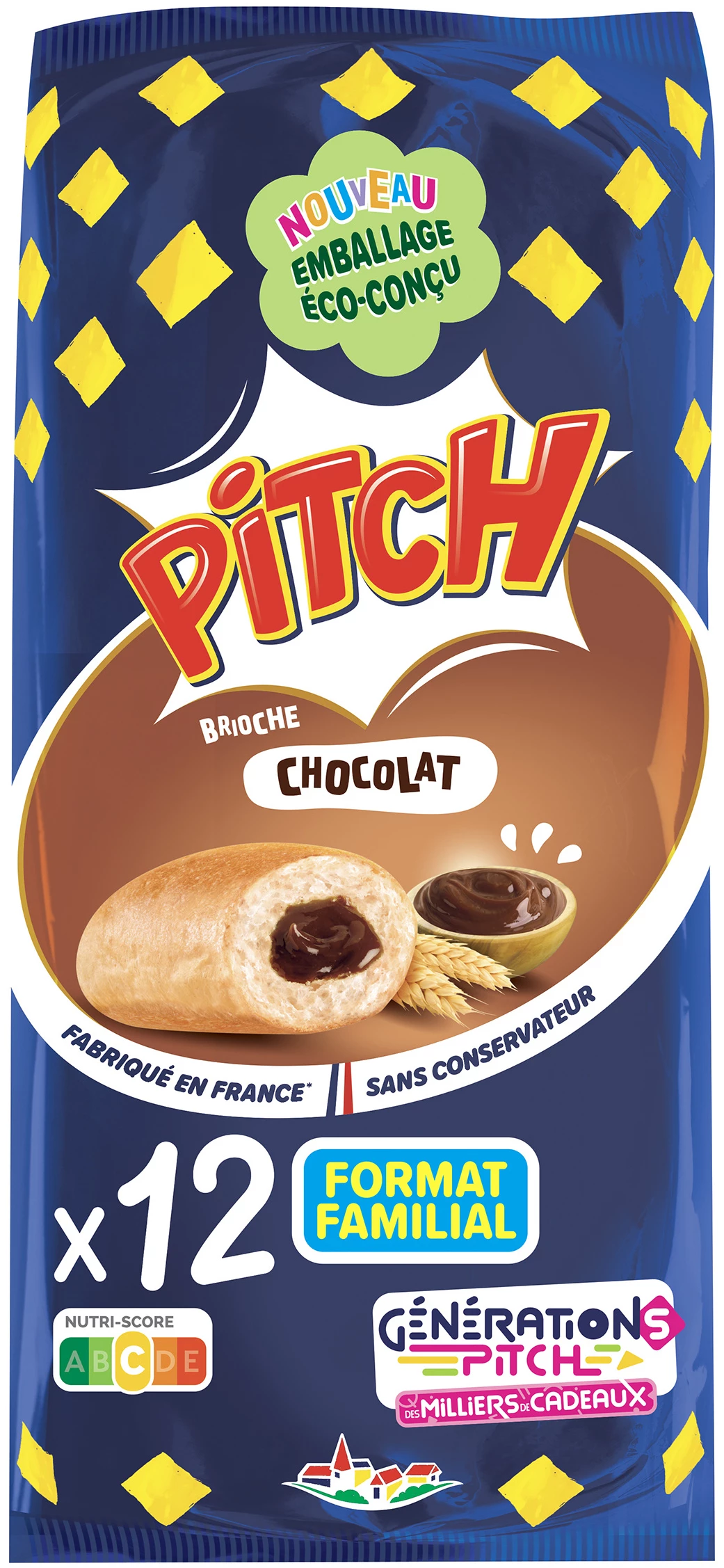 Brioche Pitch au Chocolat, x12 450g - PASQUIER