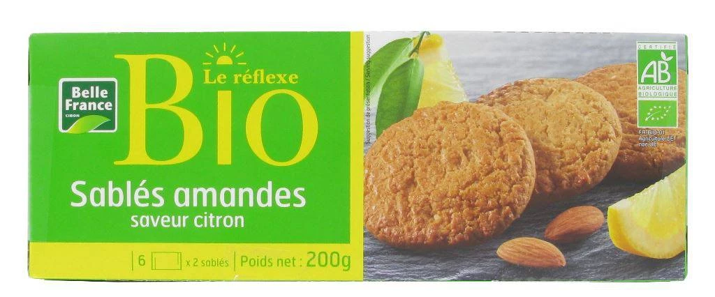 Almond Shortbread Lemon Flavors X 12 Le Réflex Organic 200g - BELLE FRANCE