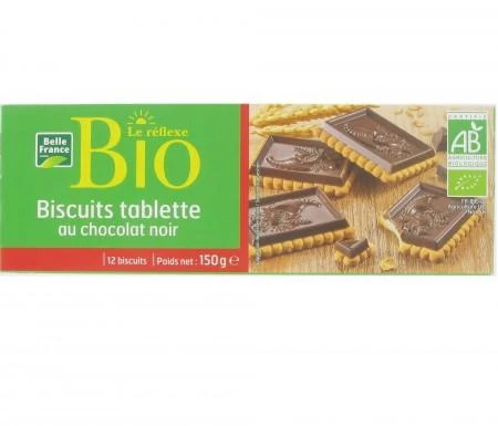 Le Réflexe Organic Dark Chocolate Bar Biscuits 150g - BELLE FRANCE