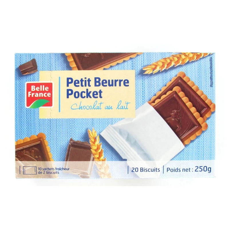 Petit Beurre Pocket Milk Chocolate X 20 250g - BELLE FRANCE