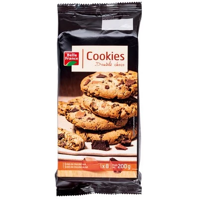 Maxi Cookie Doppio Cioccolato Fondente E Latte X 8 200g - BELLE FRANCE