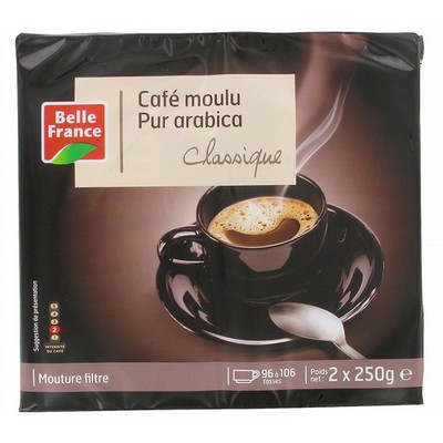 Cafe Moulu Pur Arabica Bf Sachet 2 X 250 G - BELLE FRANCE