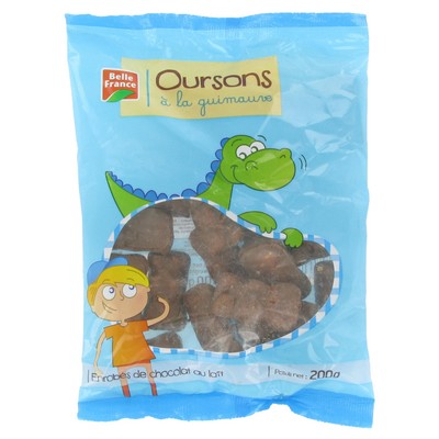 Ourson Guimauve Chocolat Lait  Sachet 200 G - BELLE FRANCE
