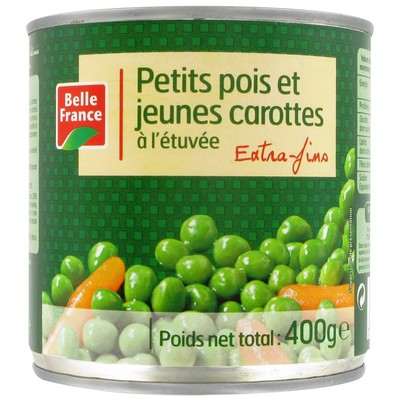 Petit Pois Carotte Etuve Ef Bf Boite Of 1/2 400 G - BELLE FRANCE