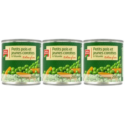 Petit Pois Carotte Etuve Ef Bf Boite Of 3x1/4 600g - BELLE FRANCE