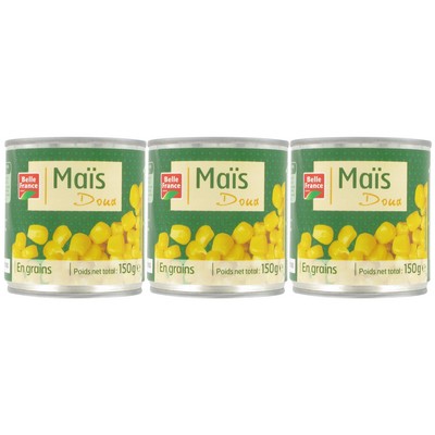 Mais Doux En Grains Bf Boite 3 X 1/4 Of 450 G - BELLE FRANCE