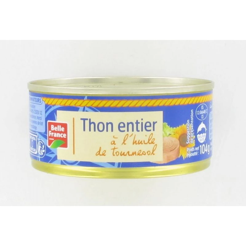 Whole tuna in sunflower oil 160g - BELLE FRANCE