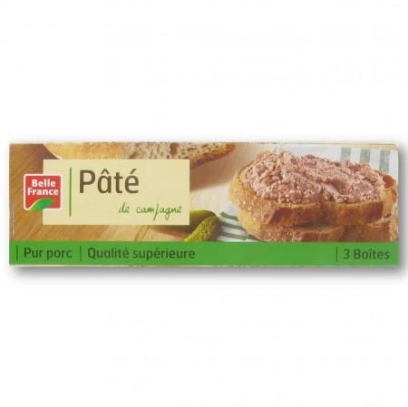 Set of 3 pure pork country pies 1x10 - BELLE FRANCE
