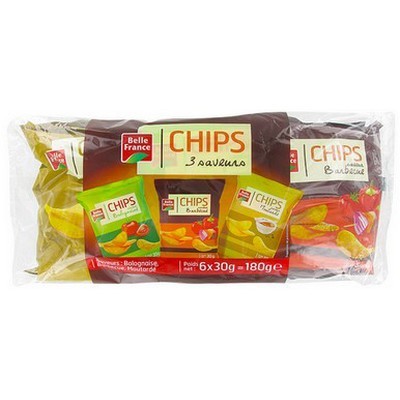 Chips mit Barbecue-Geschmack, Bolognese, Huhn 6x30g - BELLE FRANCE