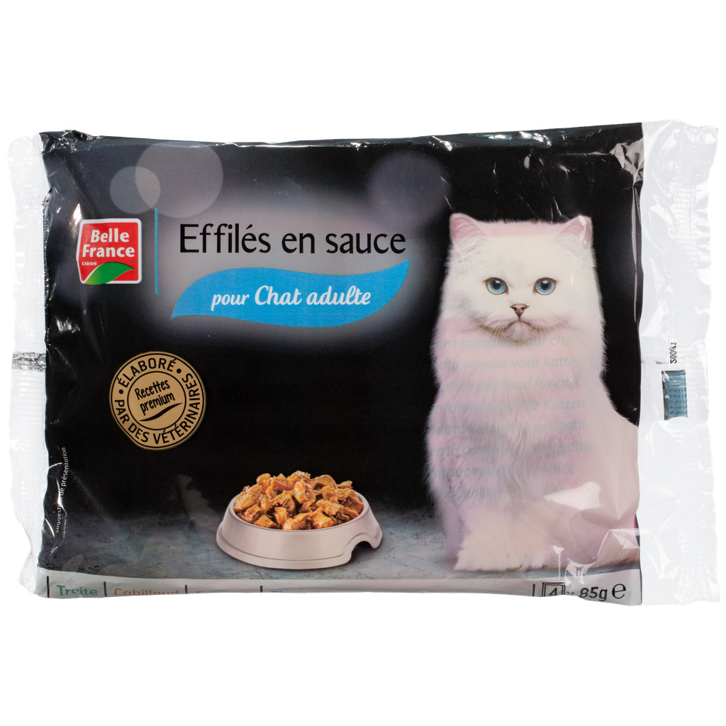 Menu Chat Premium Sauce Poisson  Pochon 4 X 85 G - BELLE FRANCE