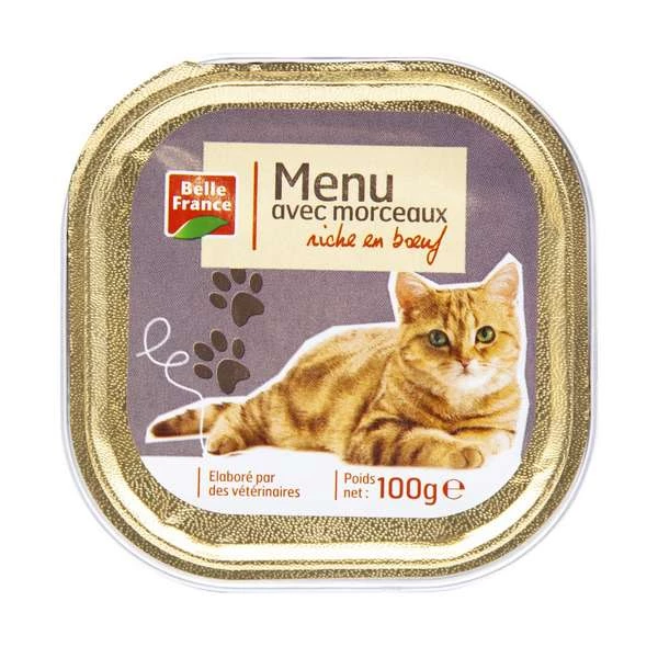 富含牛肉的猫菜单 100 克 - BELLE FRANCE