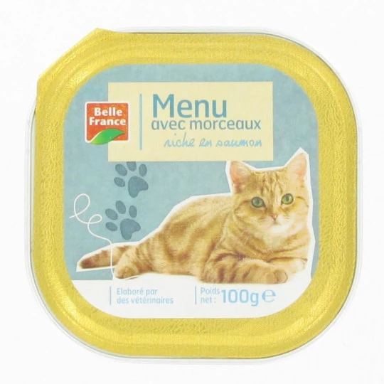 Menu Pour Chat Riche En Saumon 100g - BELLE FRANCE