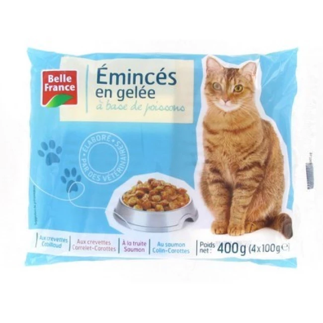 Peixe Fatiado Ao Molho Para Gatos 4x100g - BELLE FRANCE
