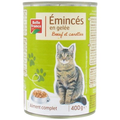 Emince Gelee Chat Boeuf Carottes  Boite 1/2 400g - BELLE FRANCE