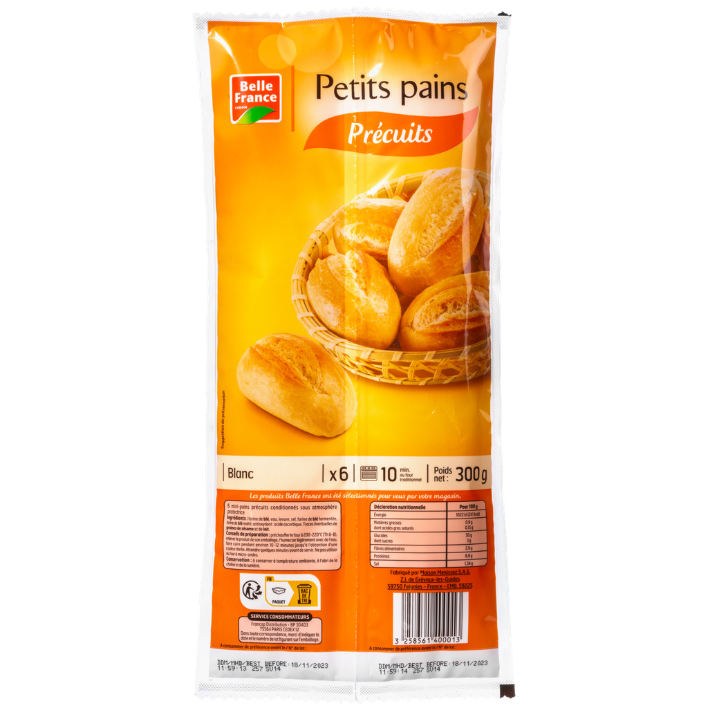 Petit Pain Precuit Bf 6 X 50g