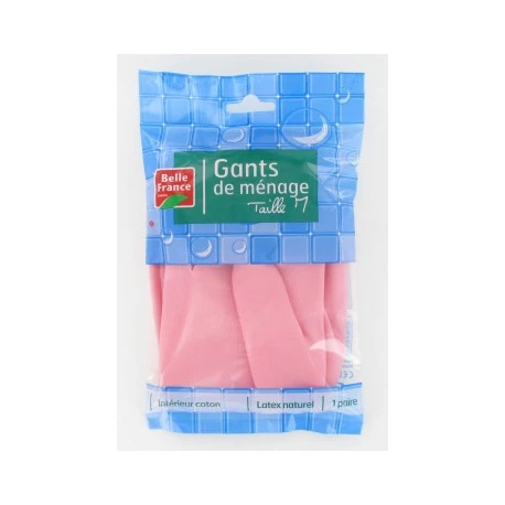 Pink Household Glove 1 Pair Size M - BELLE FRANCE