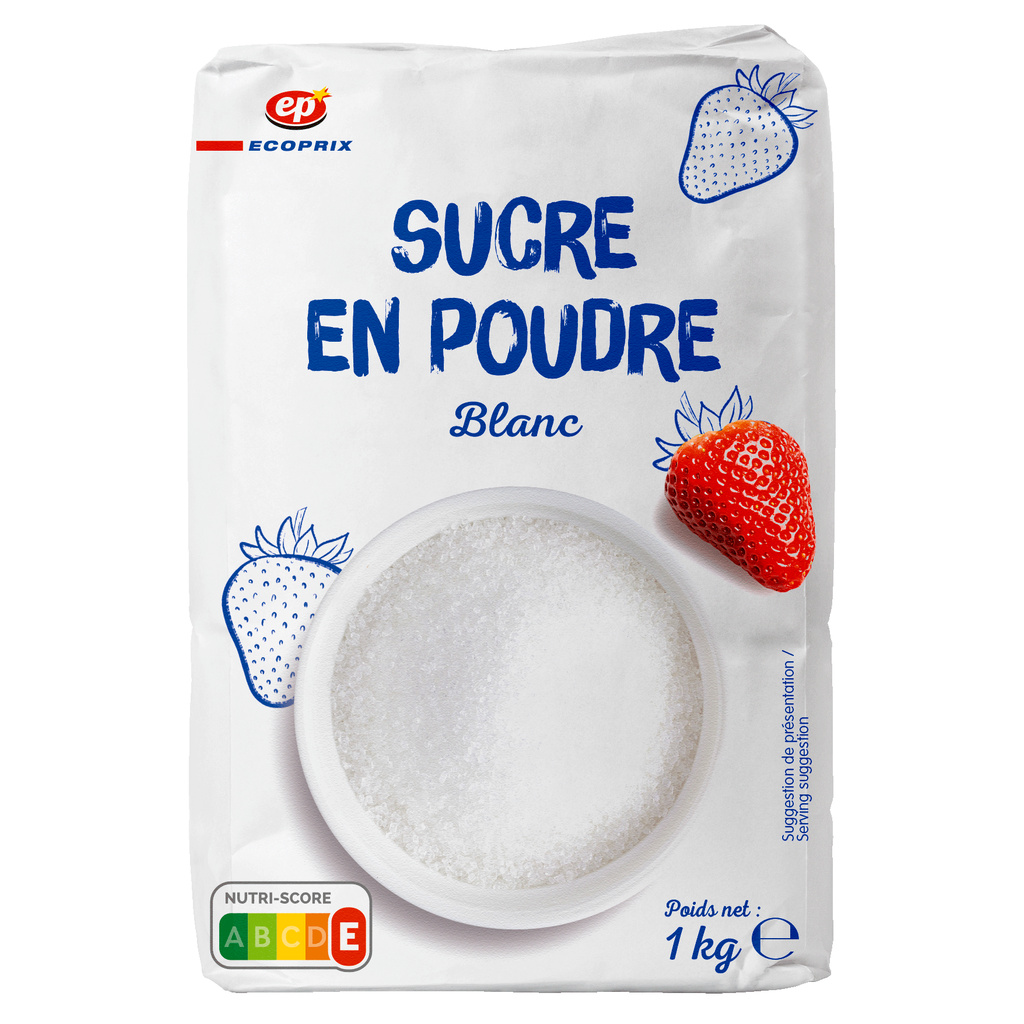 Sucre Blanc En Poudre 1kg Sachet