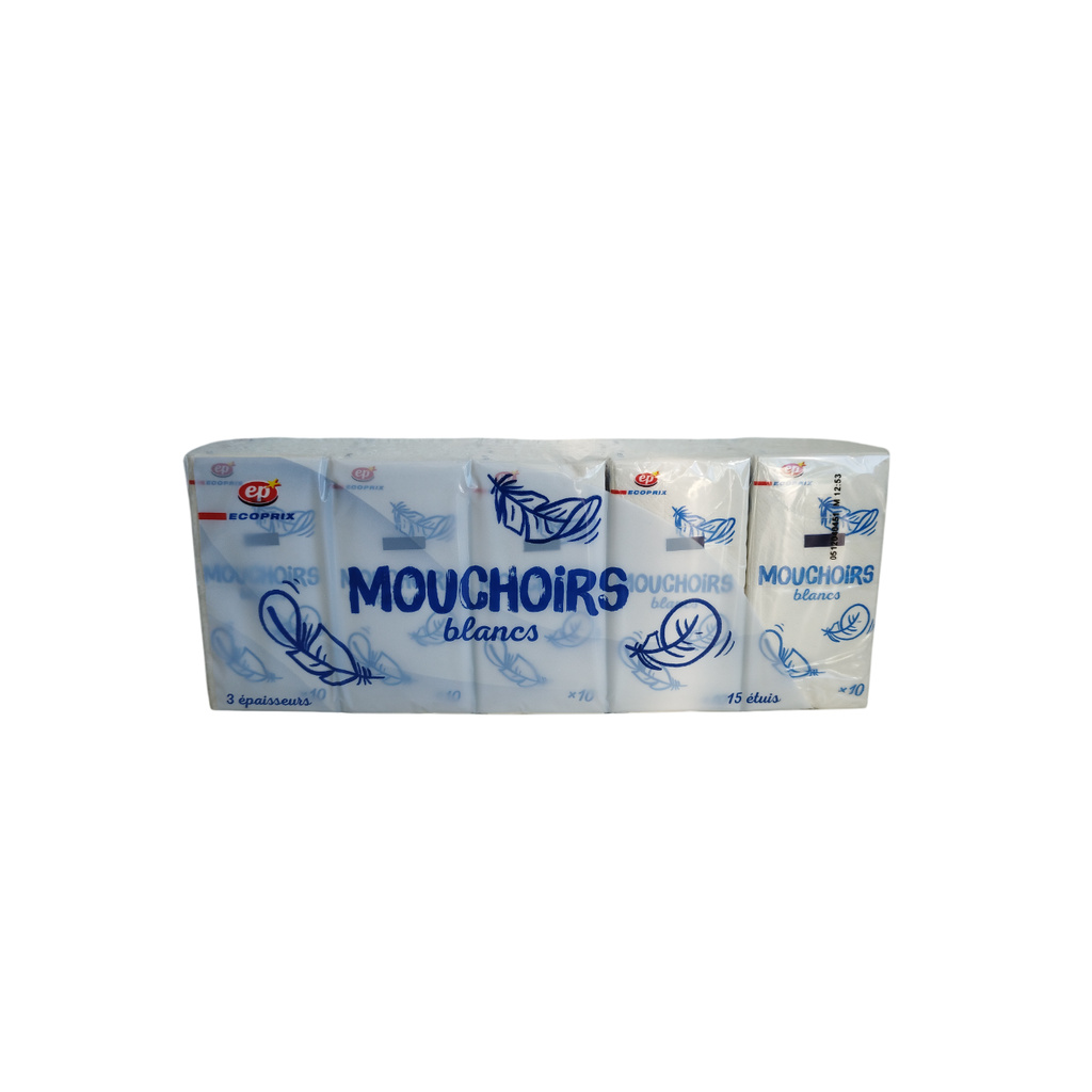 Mouchoirs Blancs 3 Plis Ecoprix Fsc 15x10