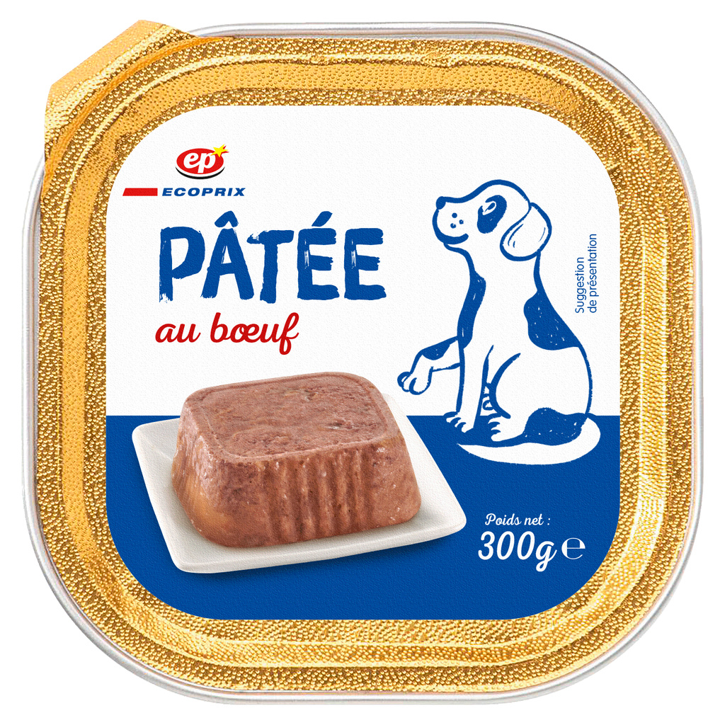 Pâtée Au Bœuf Pour Chiens Barquette 300g