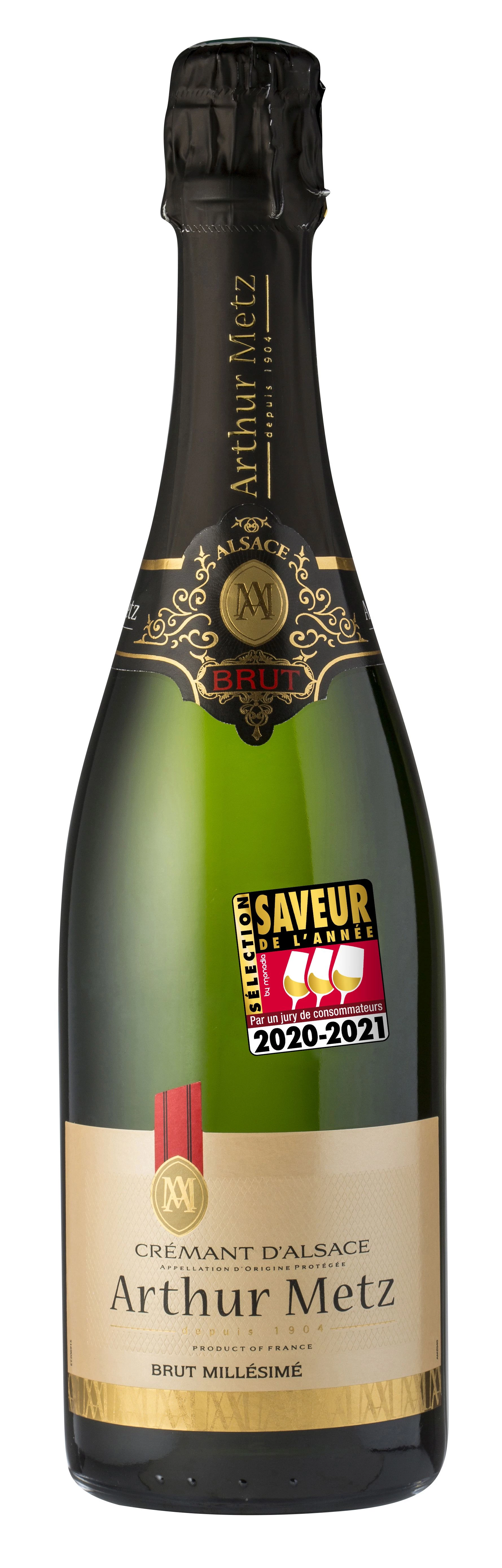 Vin Blanc Crémant d'Alsace AOP Brut millésimé 2015, 12°, 75 cl - ARTHUR METZ