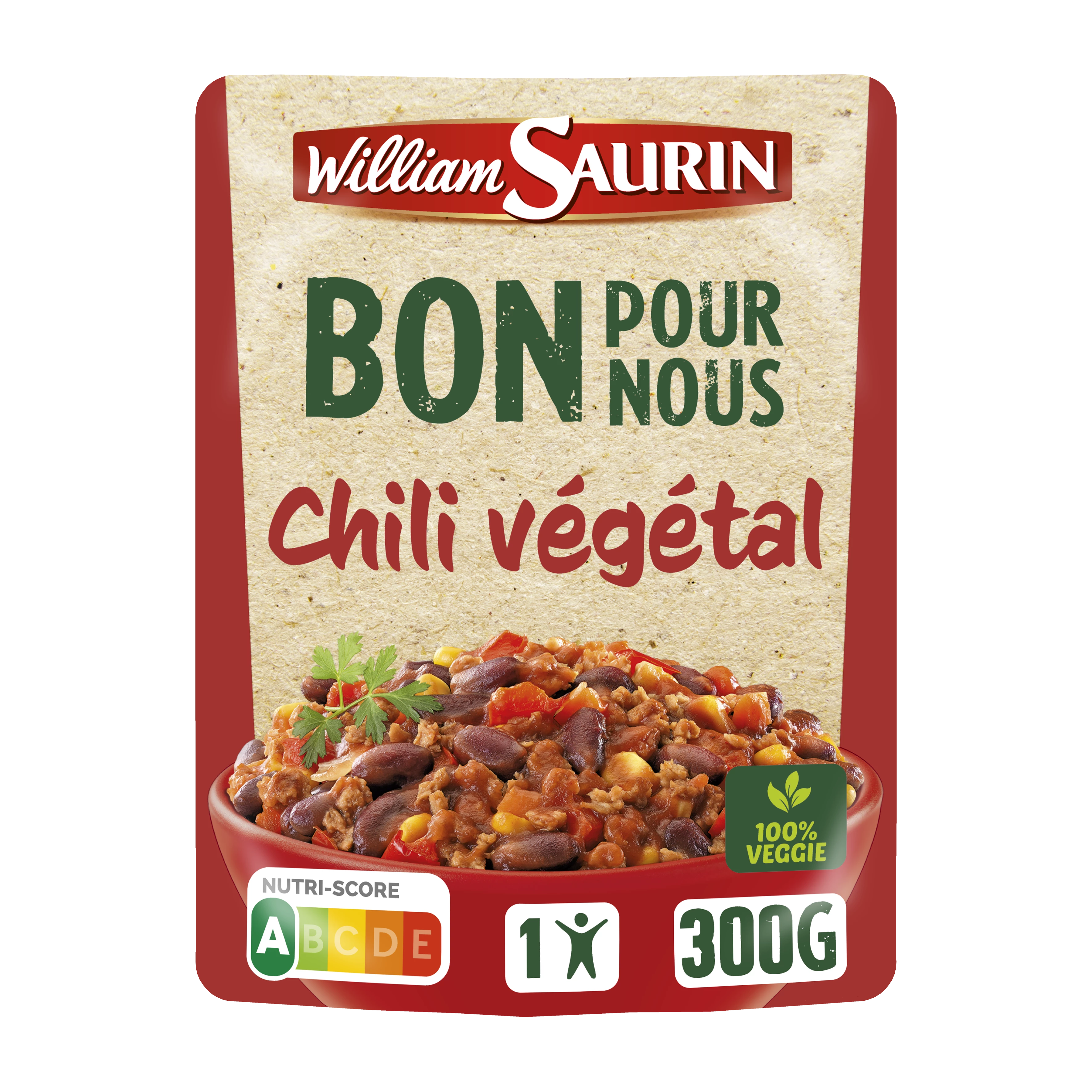 Plat Cuisiné Chili Végétal, 300g - WILLIAM SAURIN