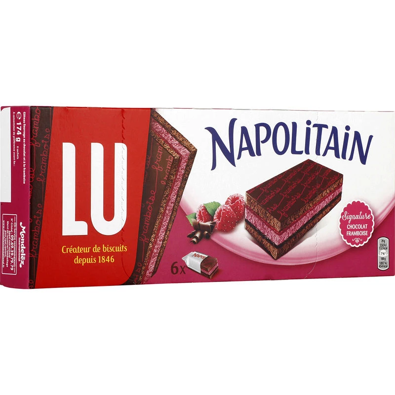 Napolitain chocolat framboise x6 174g - LU