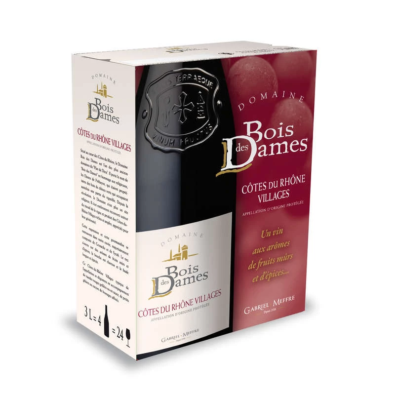 Vino Rosso Côtes du Rhône Villages, 13,5°, bottiglia da 3l - BOIS DES DAMES