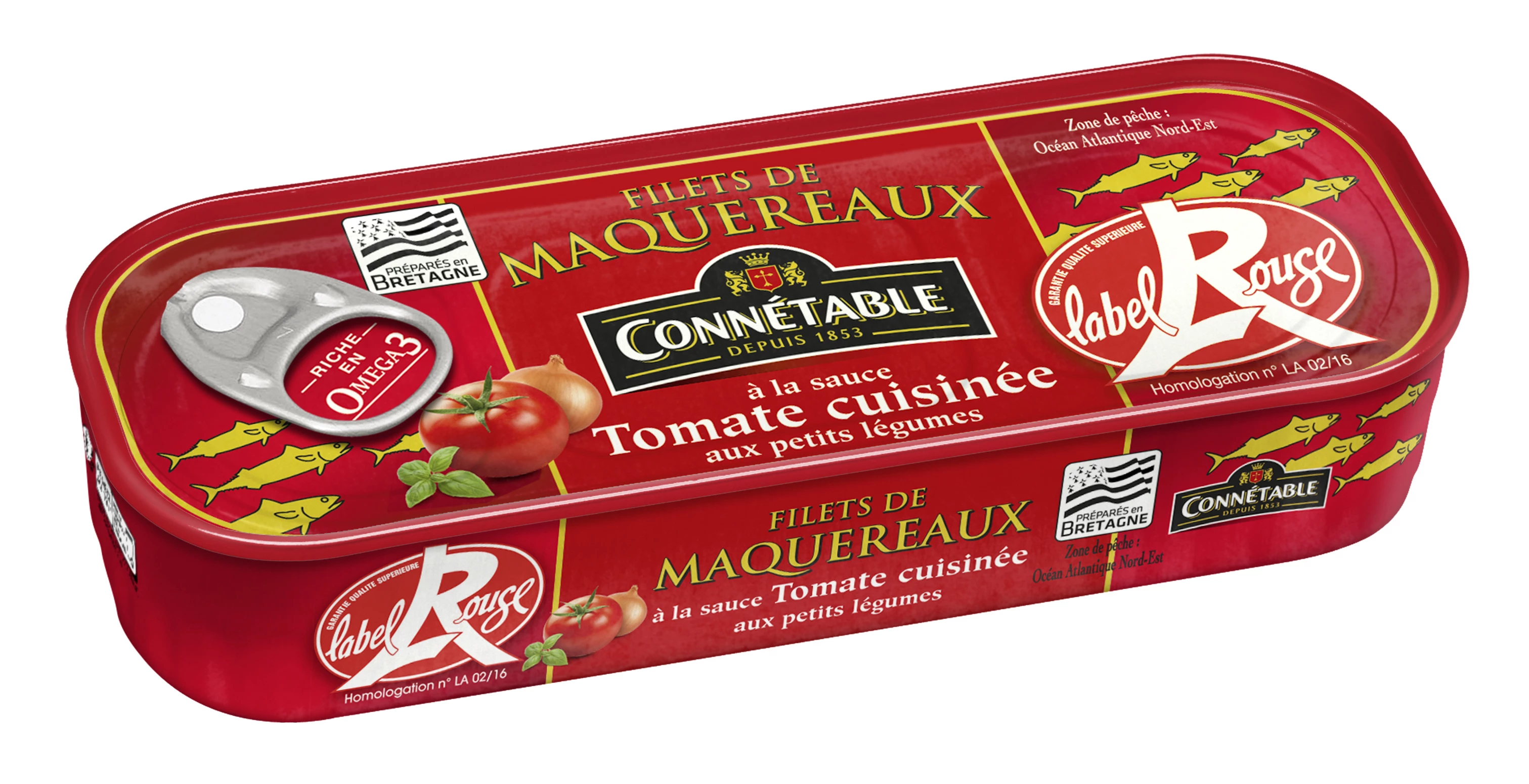 Makreelfilets in Tomatensaus Gekookt Met Kleine Groenten Label Rouge, 176g - CONNÉTABLE