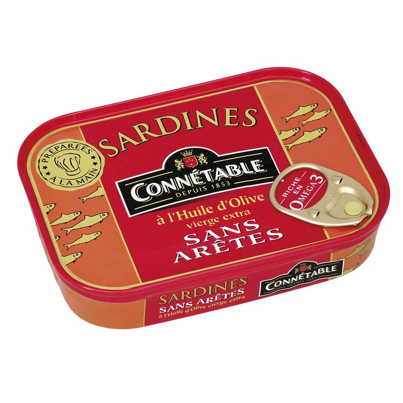 Sardines without edges with extra virgin olive oil, 115g - CONNÉTABLE