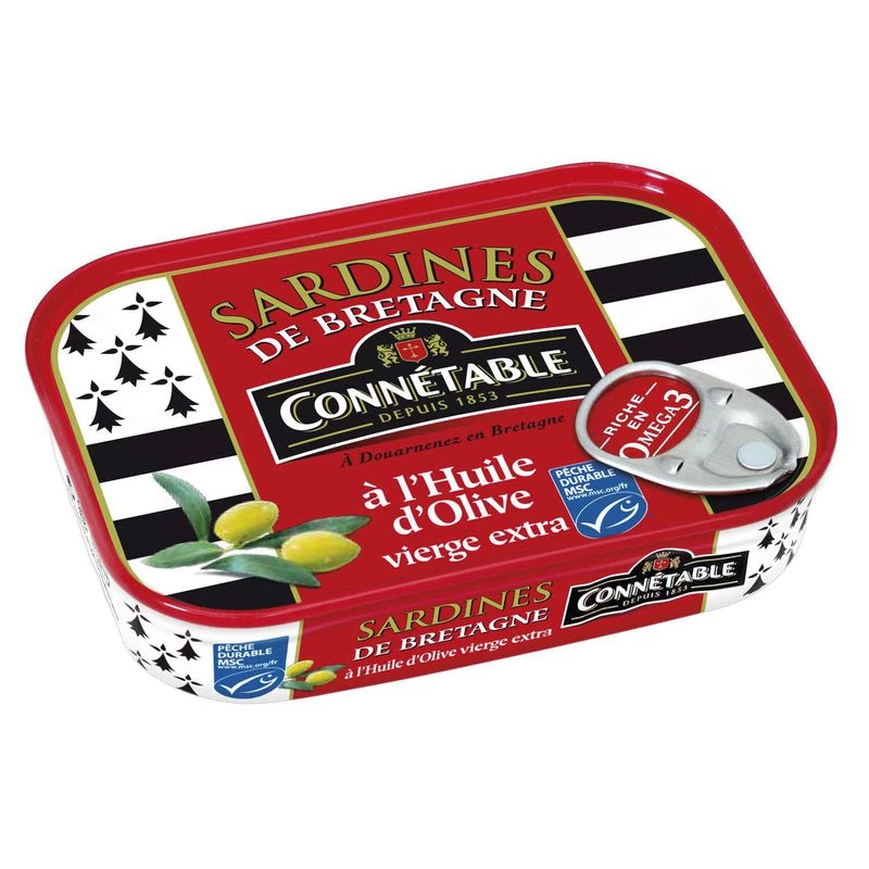 Sardinas de Bretaña en Aceite de Oliva Virgen Extra, 135g - CONNÉTABLE