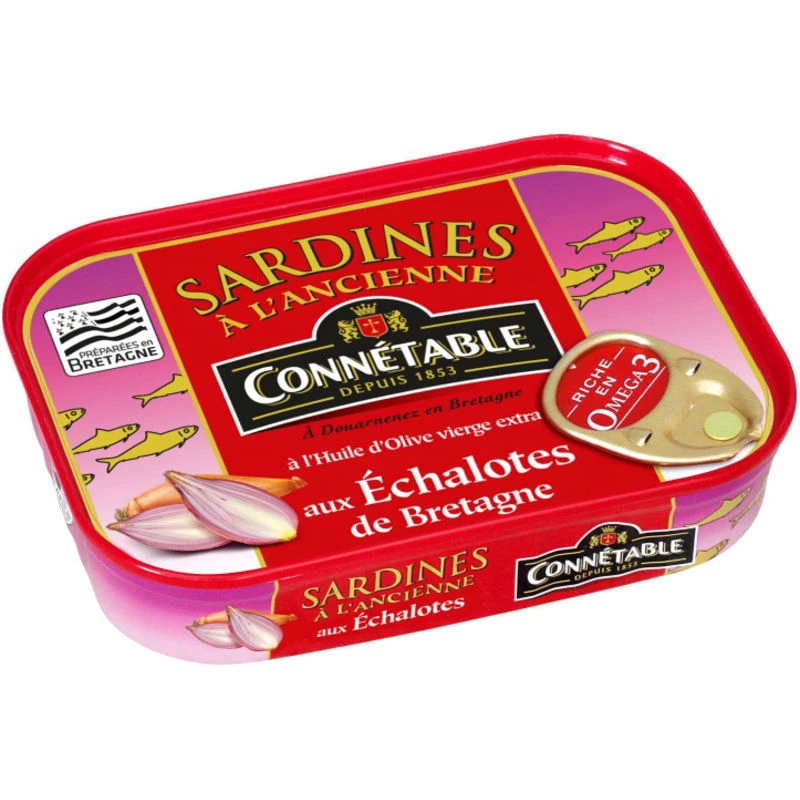 Sardines à l'Ancienne à l'Huile d'Olive Vierge Extra et aux Echalotes de Bretagne, 115g  - CONNÉTABLE