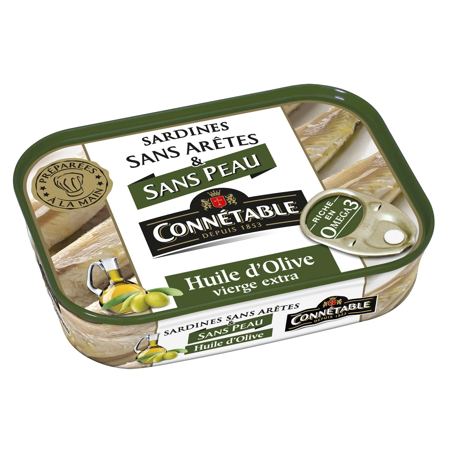 Sardines à l'Huile d'Olive Vierge Extra Sans Peau et Sans Arête, 140g -CONNÉTABLE