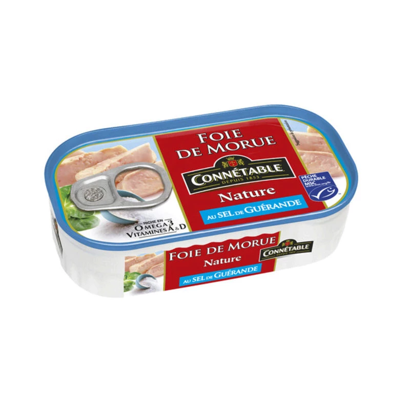 Nature cod liver with Guérande salt, 121g -connestable