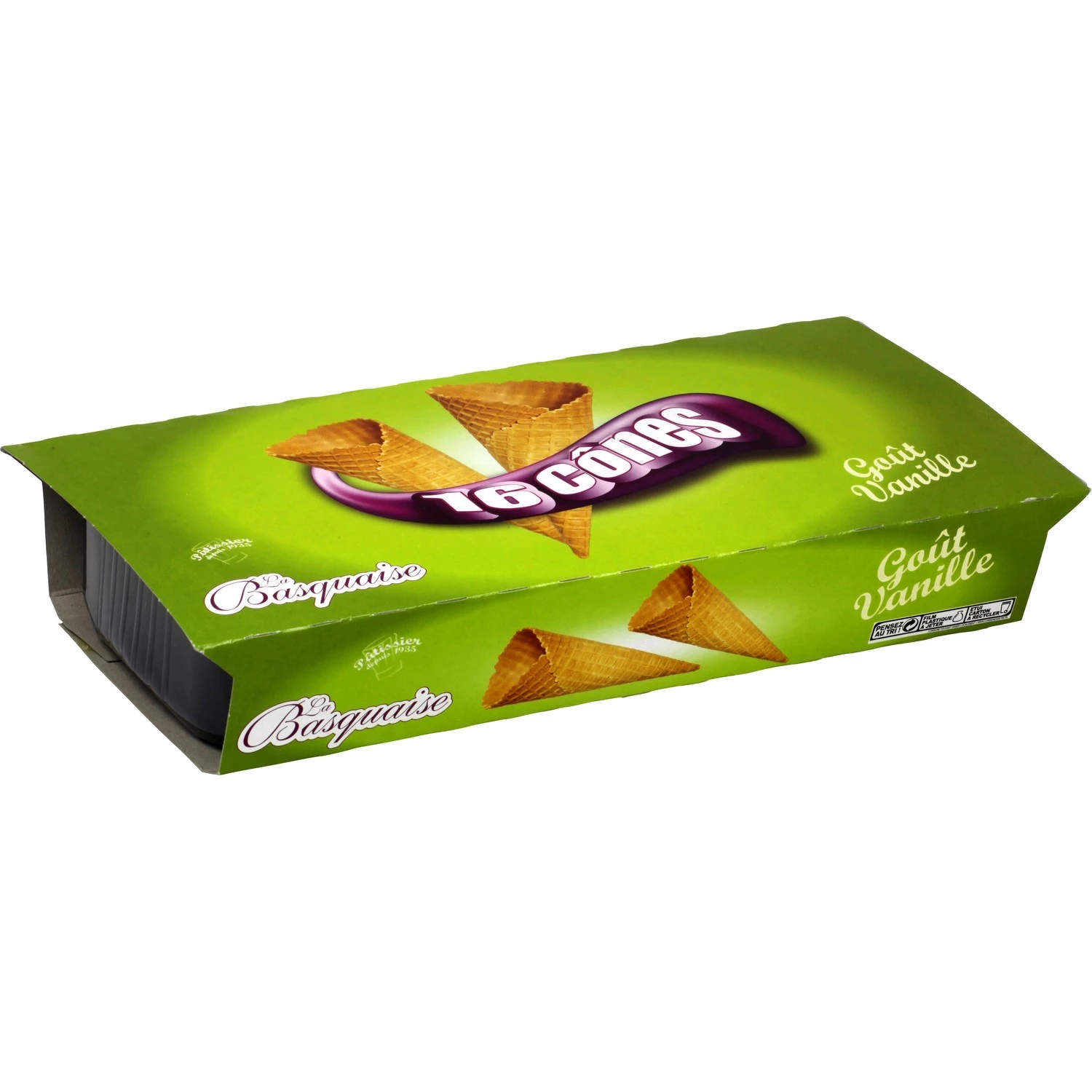 Vanilla flavored cone biscuits 175g - LA BASQUAISE