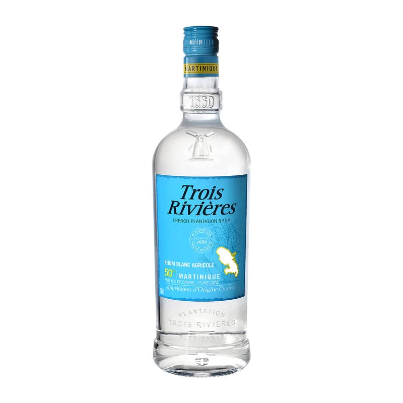 White Agricole Rum from Martinique, 50°, 1l bottle - TROIS RIVIERES