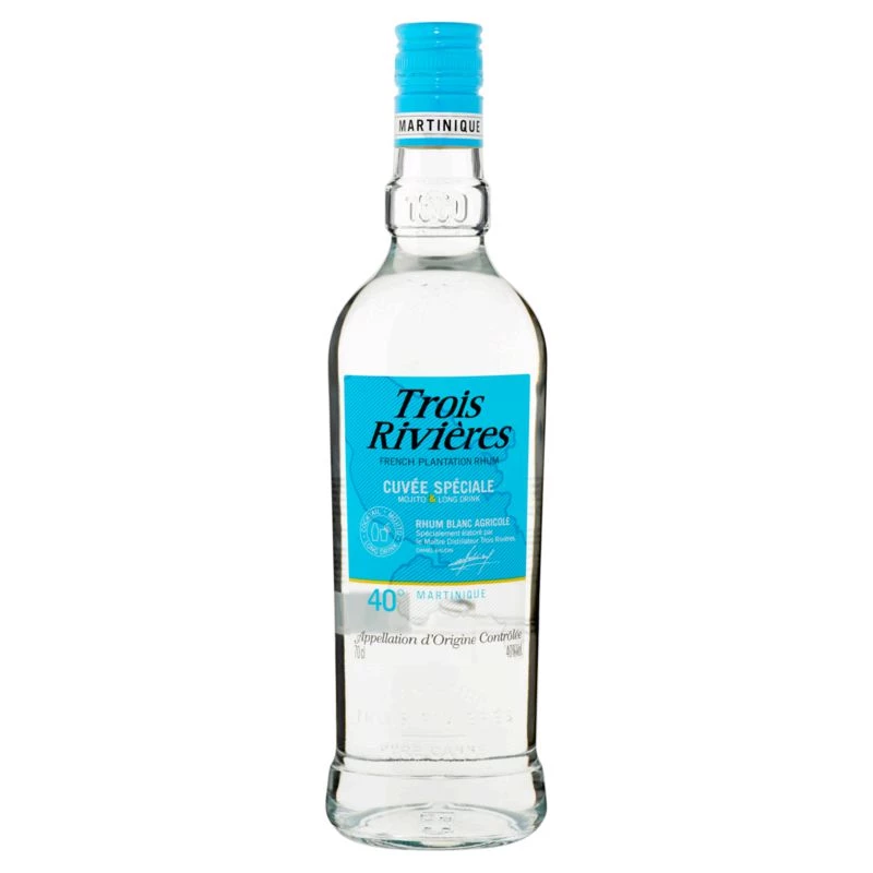 رم أجريكول أبيض من مارتينيك، 40 درجة، زجاجة 70 سنتيلتر - TROIS RIVIERES