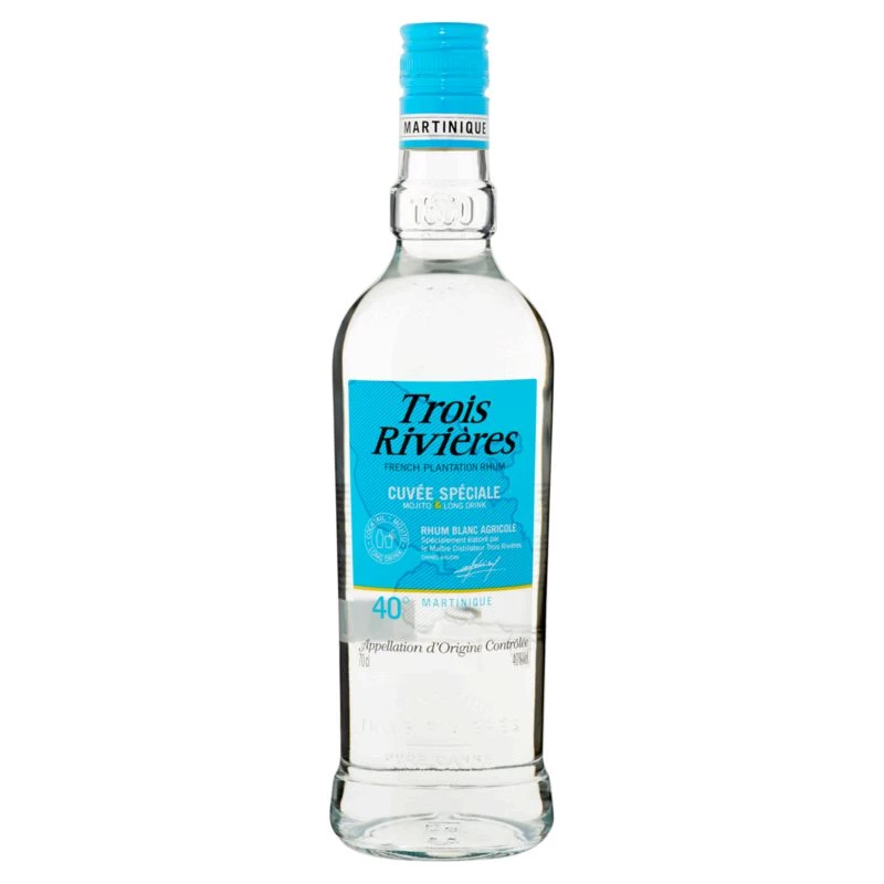White Agricole Rum from Martinique, 40°, 70cl bottle - TROIS RIVIERES
