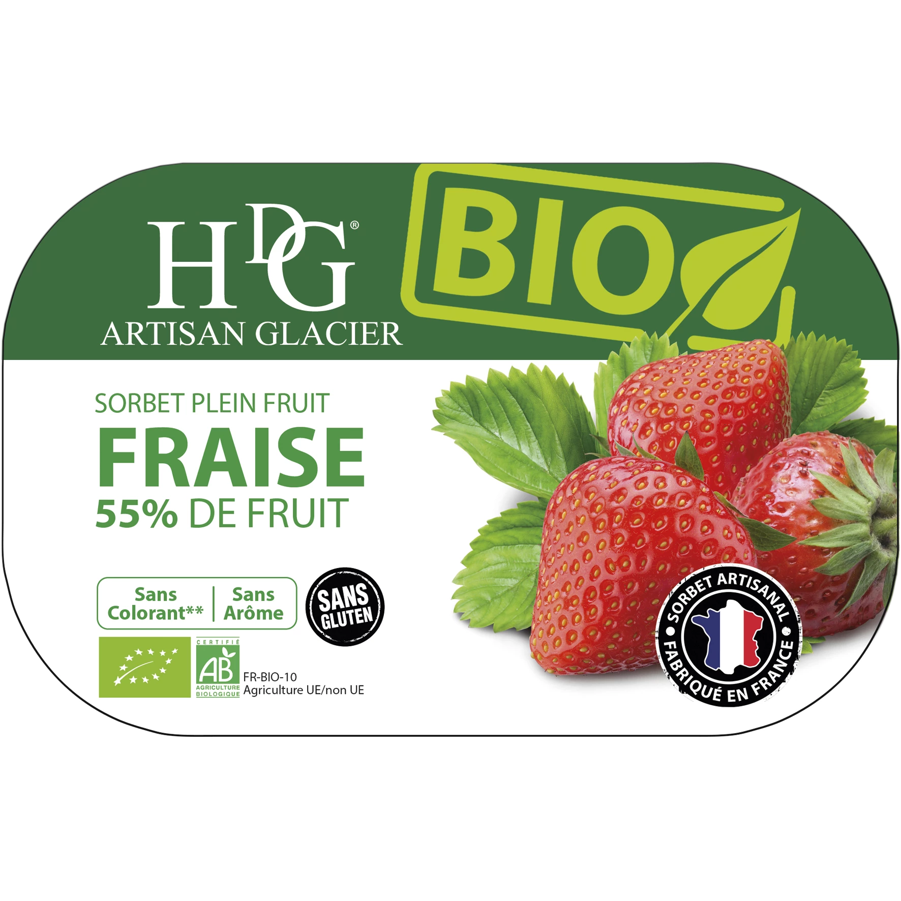 Organic Strawberry Sorbet 487.5g - Histoires De Glaces